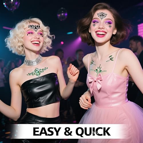 Miniatura 5 de Joyas faciales negras, tatuaje, calcomanías corporales, lágrimas, gemas temporales, calcomanías para Halloween, festivales, música, carnaval,