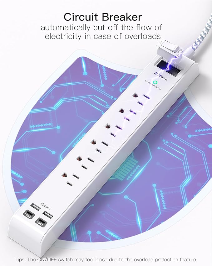 Extensión 2 Pack 10FT 6 Tomas 4 USB Protección miniatura 6