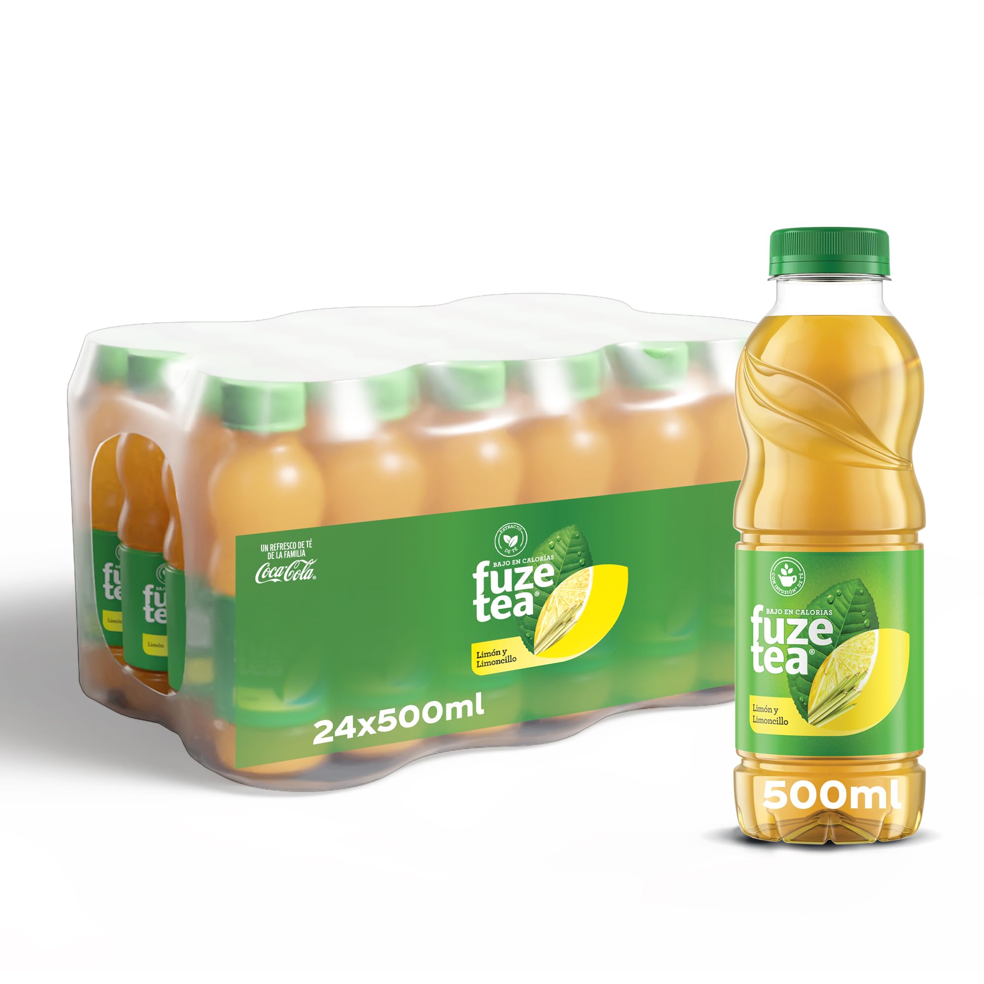 Fuze Tea Limón & Limoncillo, Refresco de Té sin Gas, Botella de 500 ml, Pack de 24