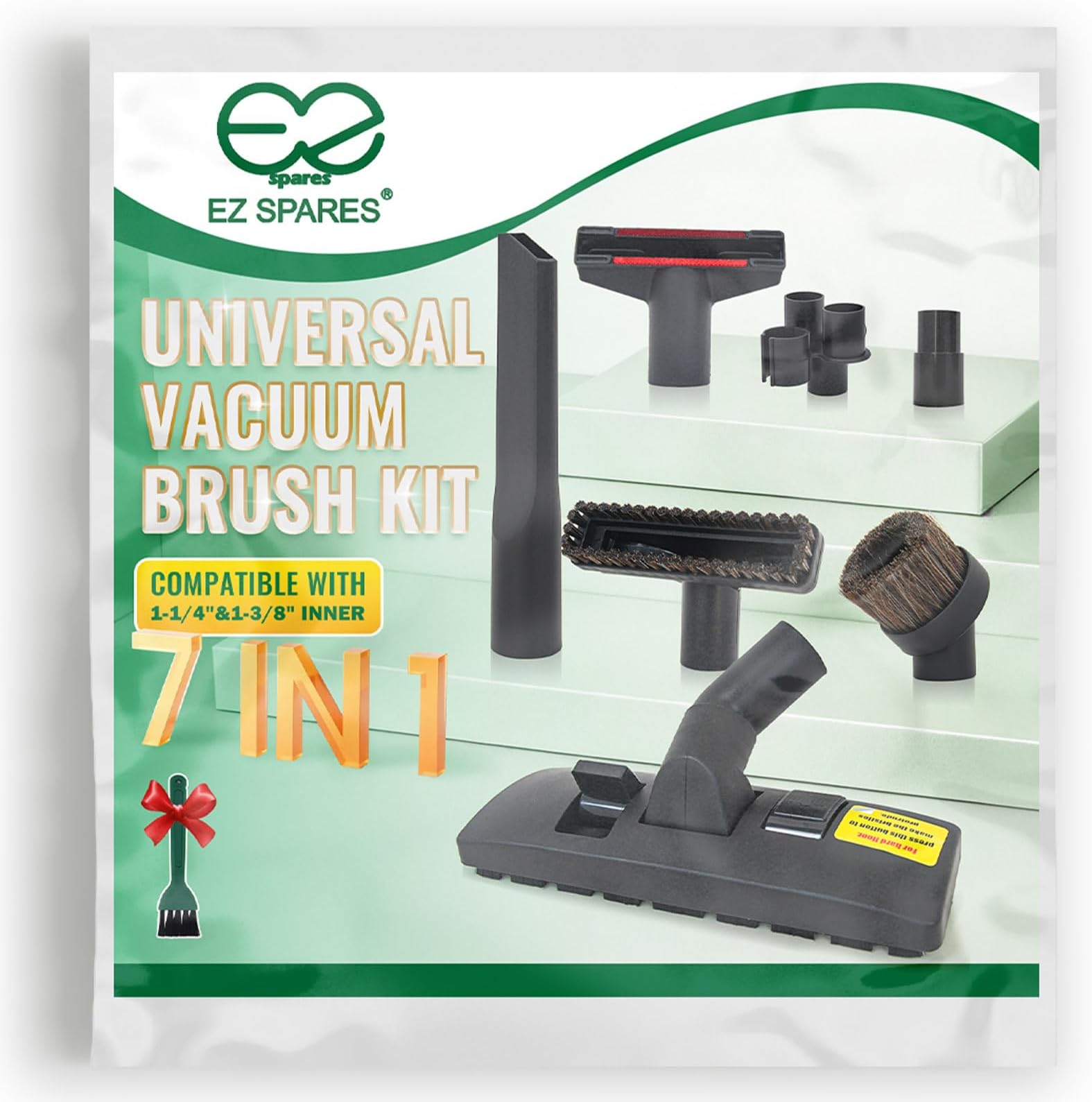 1 1/4 inch 32mm Universal Vacuum Cleaner Euro Floor Brush Head Brush Attachment for Floor and Carpet Combo Tool New Designed to Fit Hoover, Eureka, Rainbow,Shop VAC (Brush kit)