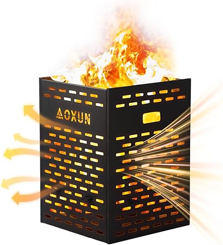 Miniatura 9 de Aoxun Barril de quemado ultra grueso de 63 galones para residuos de patio, tambor incinerador resistente para exteriores con jaula de quemado para