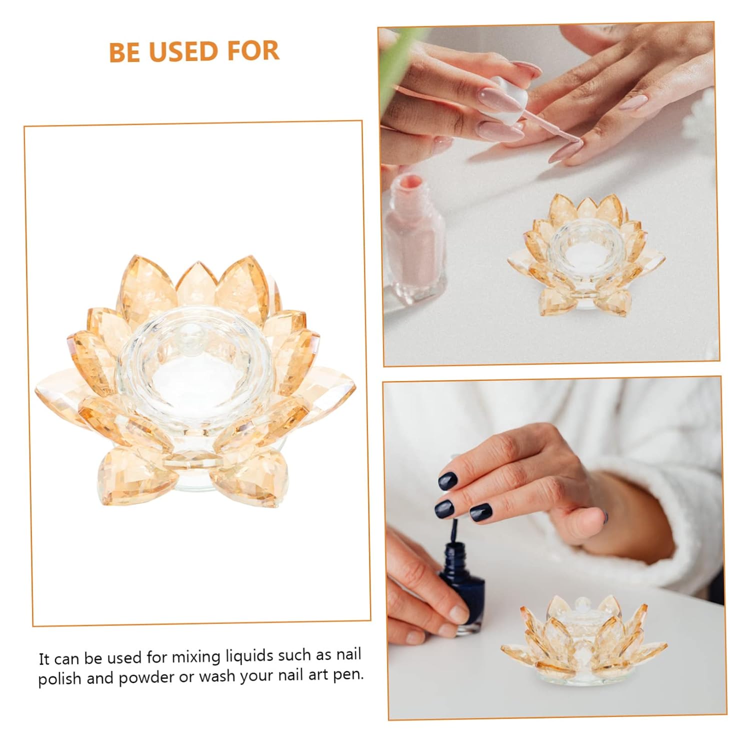 Crystal Nail Polish Cup Manicure Pen Cleaning Cup Stylish Lotus Glass Tool Versatile image 3