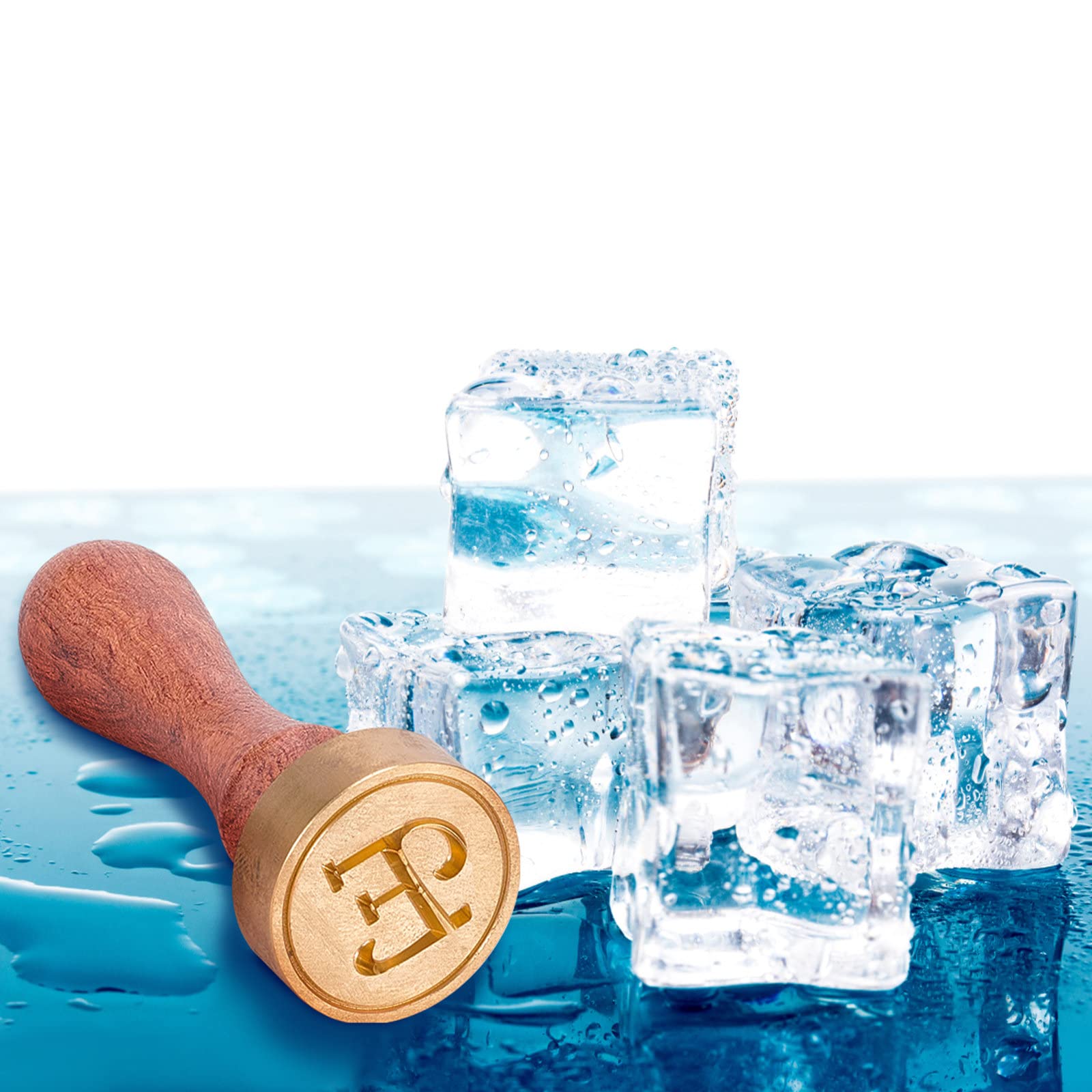 CRASPIRE Ice Cube Mould Initials E Stamp Drinking Making Tool Press Brass Head with Removable Wood Handle and Velvet Pouches for Whisky Cocktail Drinks - Image 4