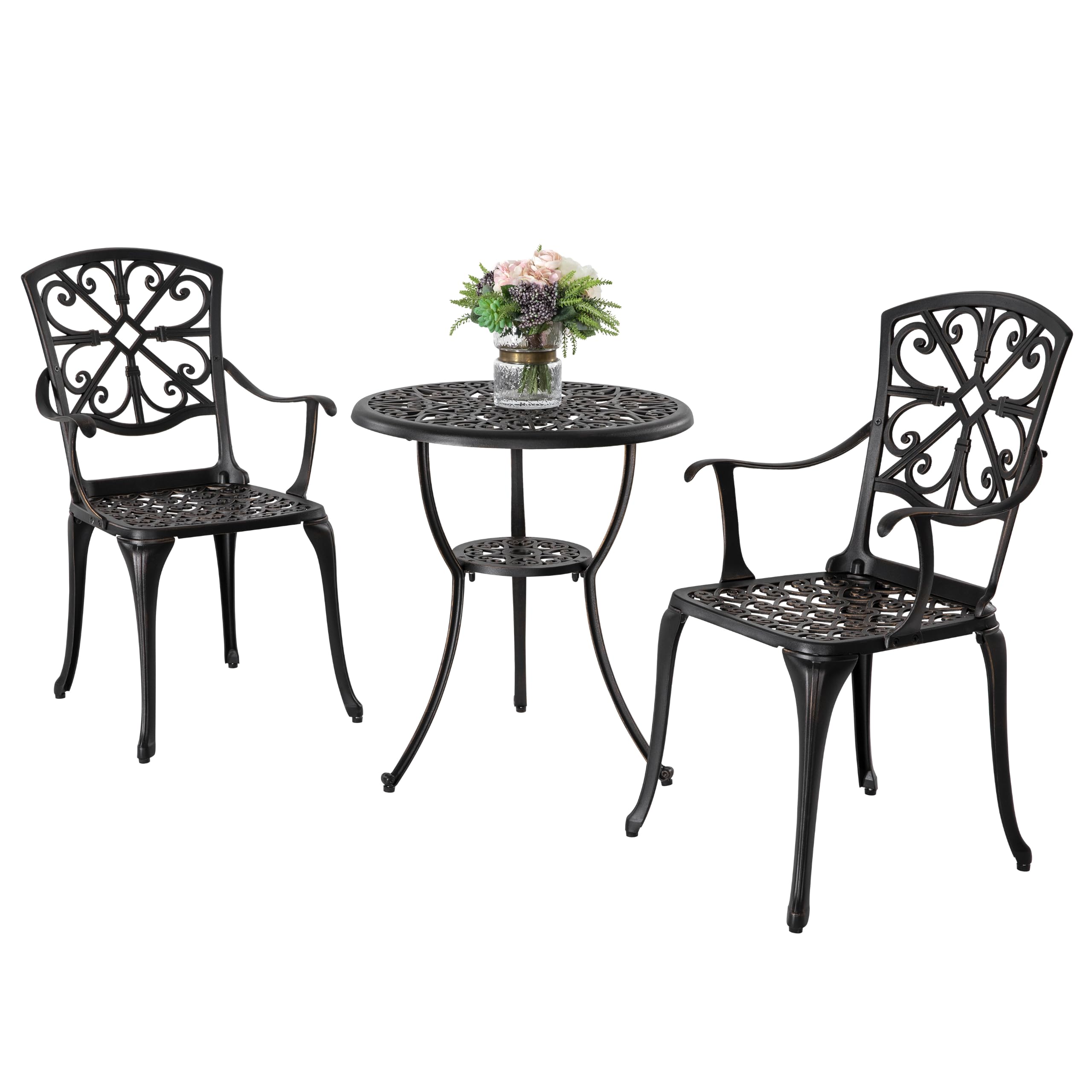 NUU GARDEN 3 Piece Cast Aluminum Bistro Set