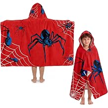 Peryiter 1 Pcs Spider Hooded Bath and Beach Towel 100% Cotton Pool Towels Wearable Bath Poncho Wrap for Swimming Shower Pool Travel Trips Vacations Cozy Absorbent Soft Beach Blanket