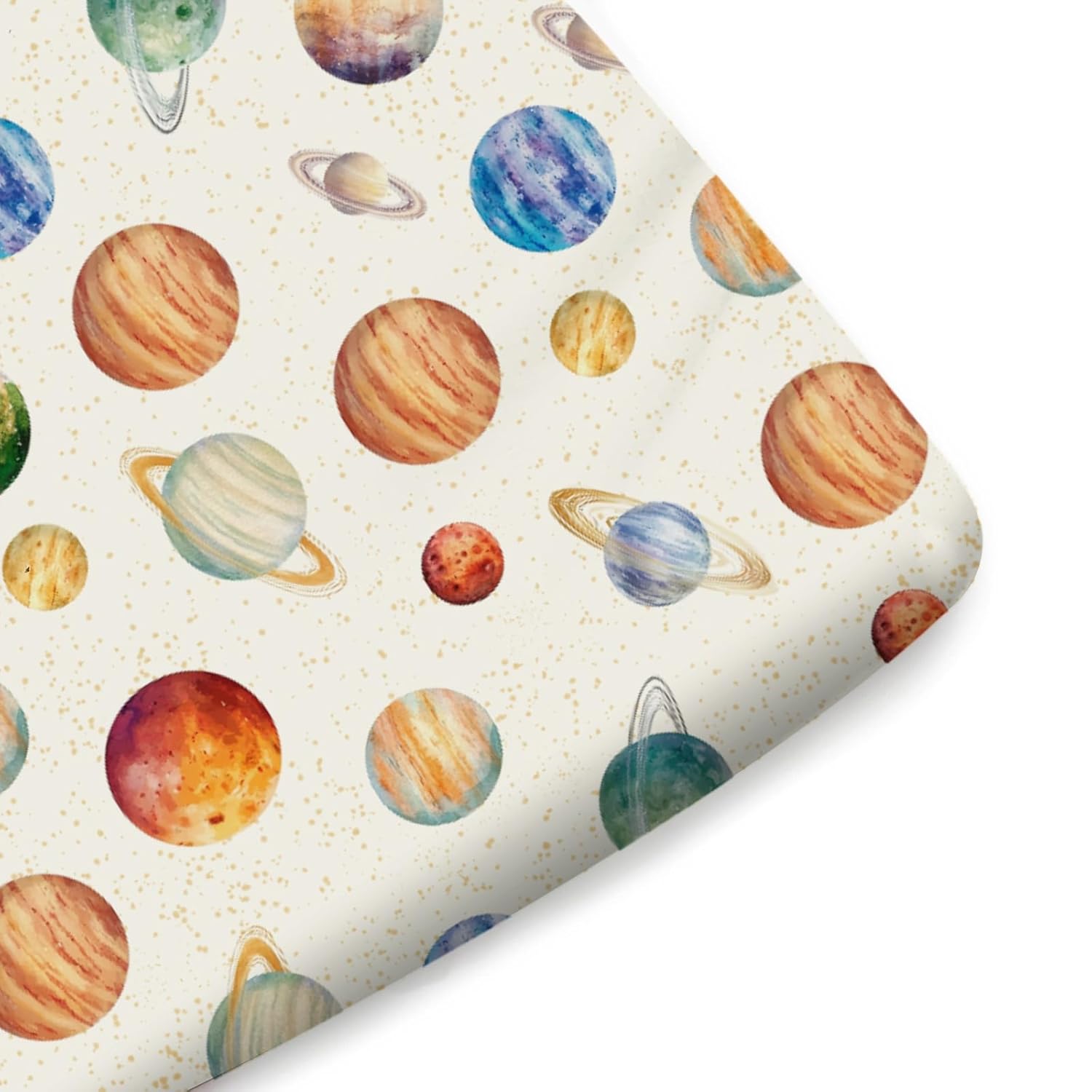 Watercolor Planets Baby Crib Sheets for Boy Girl 52"x28" Outer Space Crib Mattress Covers Universe Planets Soft Breathable Snug Fitted Baby Sheets for Standard Crib and Toddler Bed Mattresses