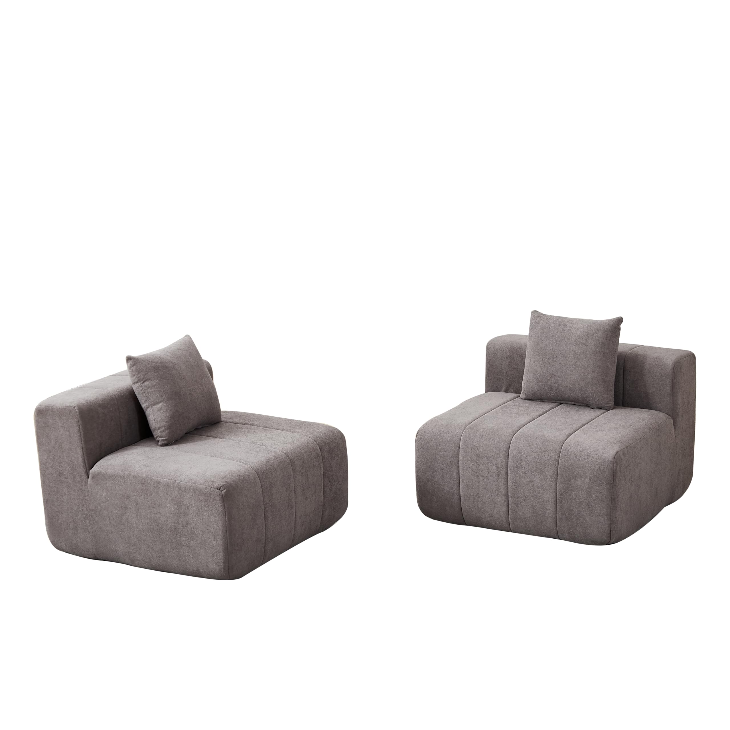 Sofá modular de chenilla de 2 plazas, diseño de piano, 2 almohadas, sin