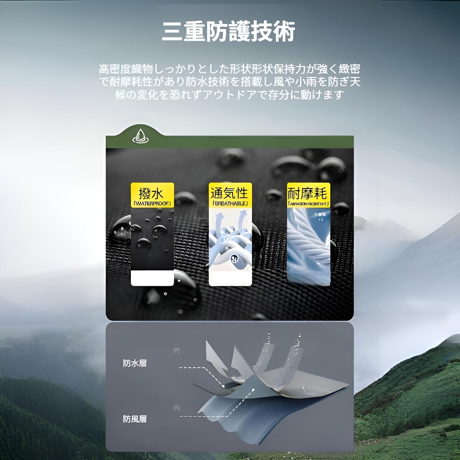 [lalarimi] 3層防水 アウトドア カップルウェア 秋の 全天候対応ハード 7色展開 登山/日常兼用 快適フィット設計 防風