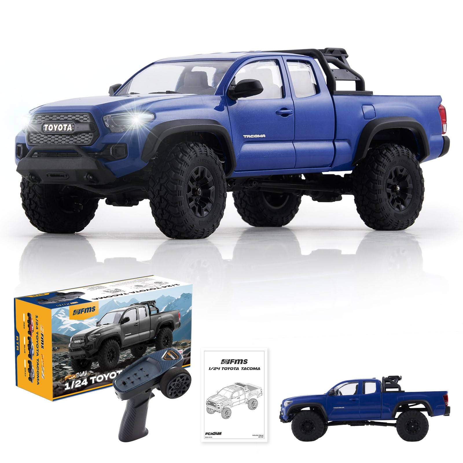 FMS FCX24 1/24 RC Crawler 4x4 RC Truck Crawler, RC Rock Crawler with 2-Speed Transmission, High Torque Motor, All-Metal Bearings, RTR RC Car for Adults