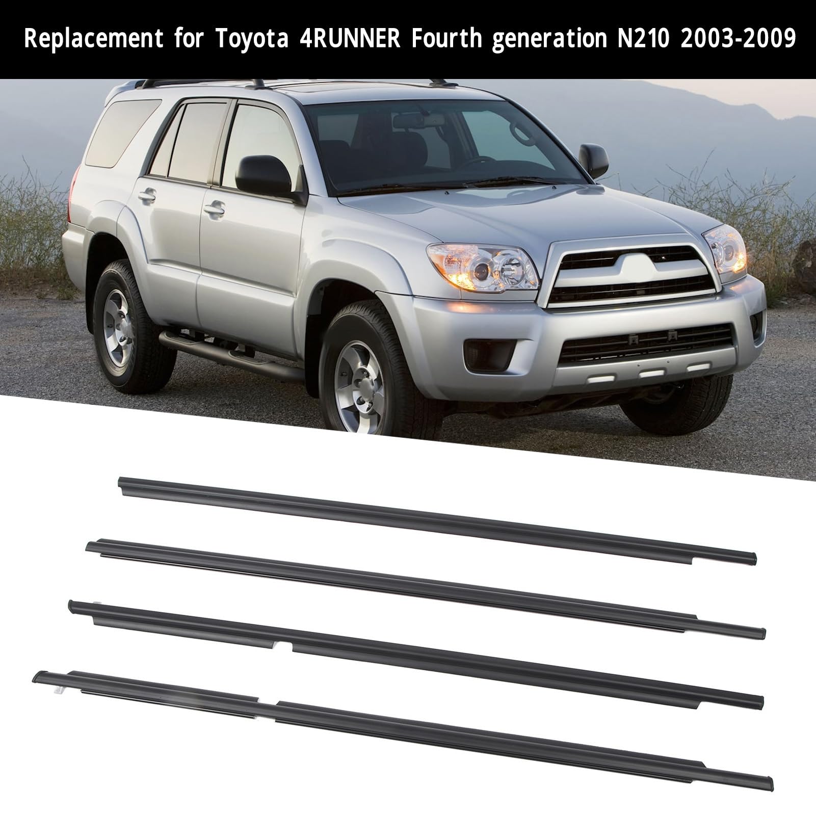 Guarnizioni Finestrini Per Toyota 4Runner (2003-2009) - Set Di 4 Pezzi In Gomma, Impermeabili