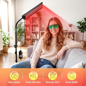 Red Light Therapy Lamp for Face and Body - Professional 660nm Red & 850nm Near Infrared Light Therapy Device - High Power LED Therapy Panel for Skin Vitality and Muscle Relief - Home Use