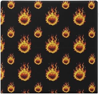 Decorative Cushion Pad Cushion Compatible with Burnning Fire Basketball Black Art, Soft Memory Foam Home Office Kitchen Chair Pad, Square, Washable Polyester Cover