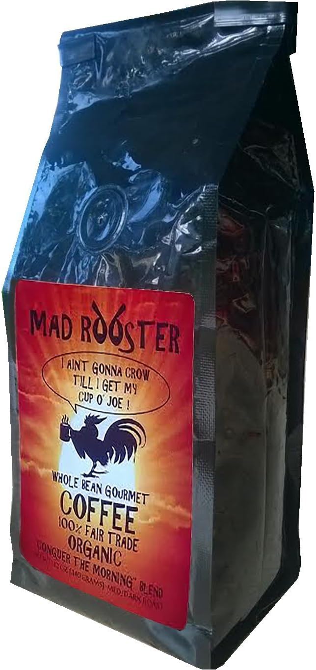 Mad Rooster Coffee 12 Ounce "Conquer the Morning" Whole Bean 100% Fair Trade Certified Organic Coffee