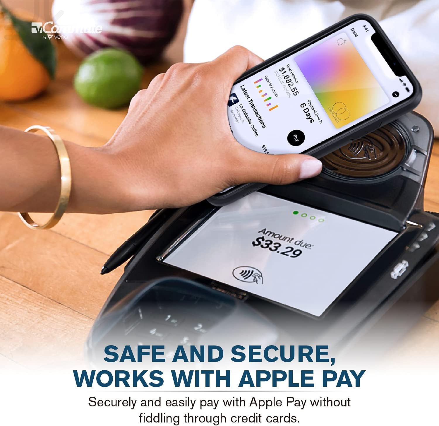 VENA vCommute Wallet Case Compatible with Apple iPhone 12 / iPhone 12 Pro (6.1"-inch), (Military Grade Drop Protection) Flip Leather Cover Card Slot Holder with Kickstand - Space Gray