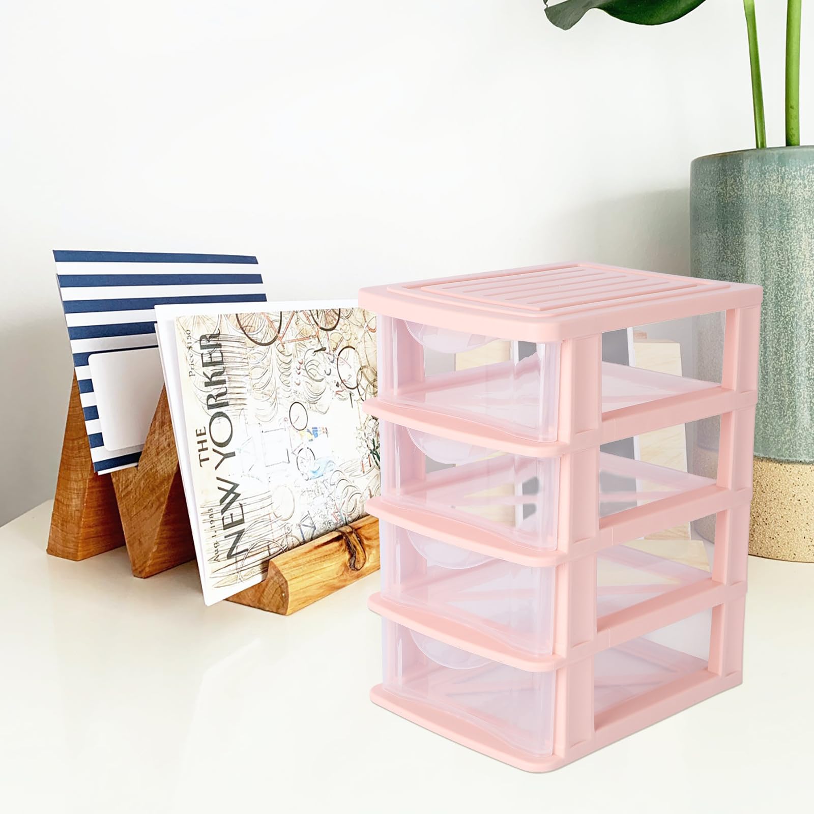 Organizer Cosmetici Trasparente Da Scrivania 4 Cassetti in Plastica Pp, Scatola Portaoggetti Salvaspazio Per Trucco e Accessori, Mobiletto Organizzatore Multifunzionale Per Casa e Ufficio