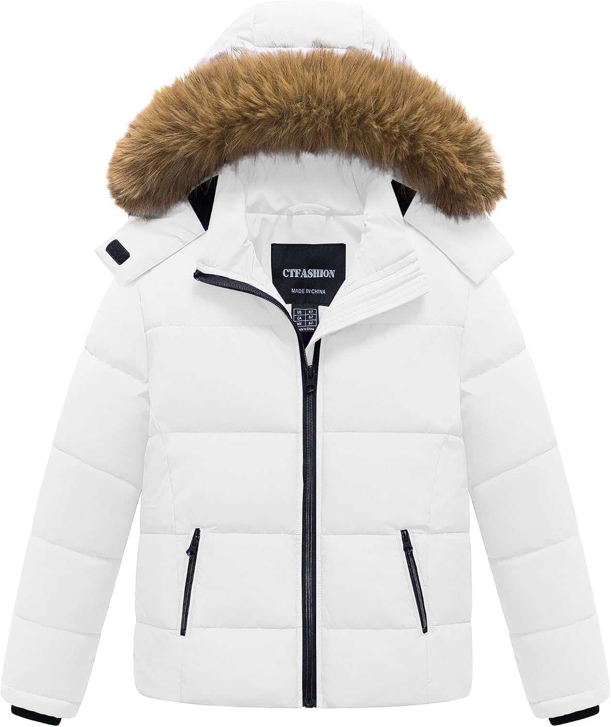 Girls Winter Coats with Warm Fleece Lining Removable Hood Outwear