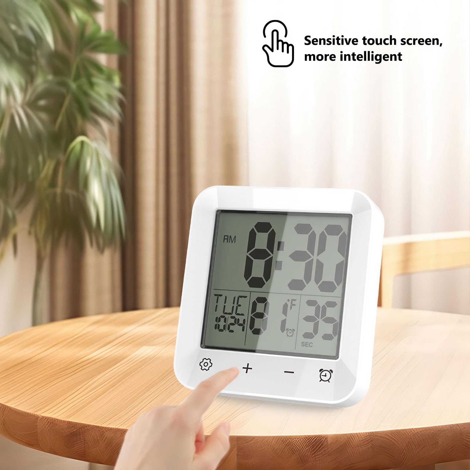 ALLOMN Orologio digitale da bagno, impermeabile, timer con conto alla rovescia, indicatore di temperatura, orologio da bagno, orologio da doccia con ventosa e occhiello di sospensione, supporto per