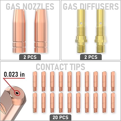 Miniatura 10 de YESWELDER Kit de pistola de soldadura MIG con boquilla de punta de .035 pulgadas para Lincoln Magnum 100L y Tweco Mini#1 (kit de accesorios de 0.035
