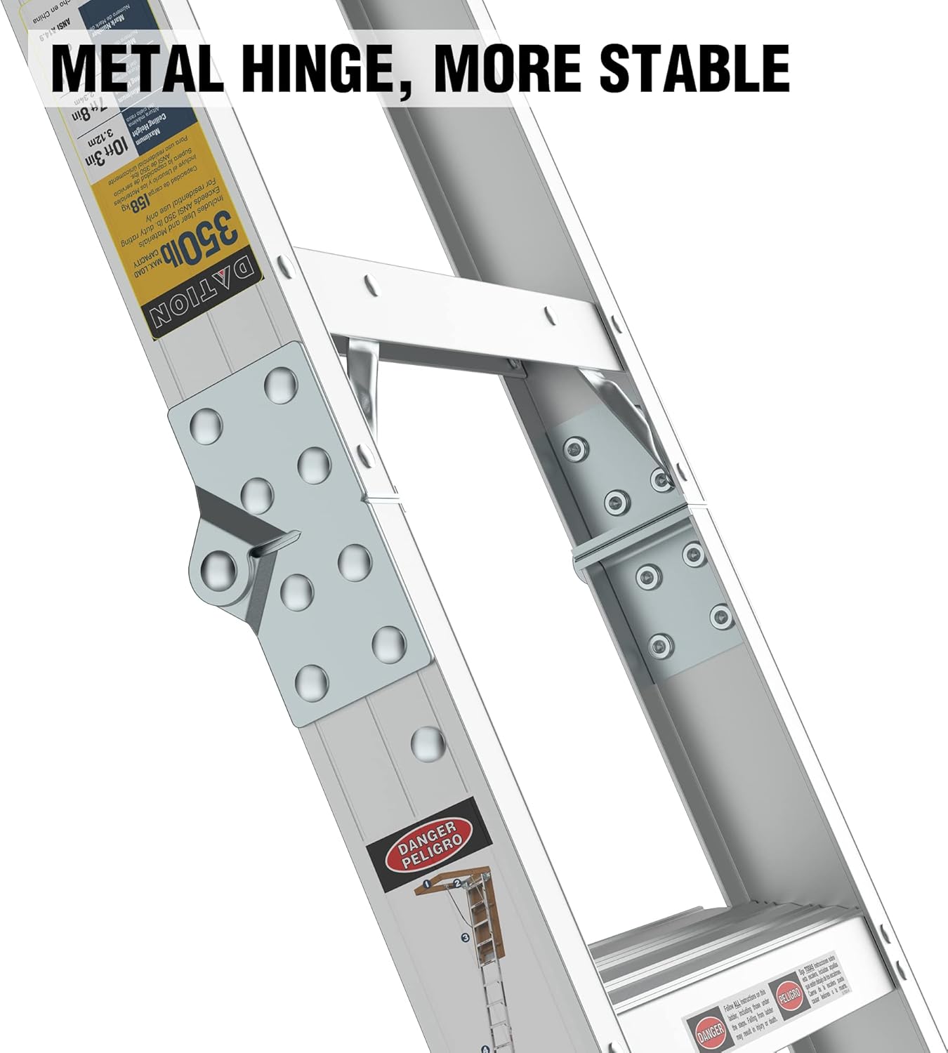 Durable Metallic Grey Aluminum Attic Ladder - 350 lb Capacity, Perfect for 22 1/2" x 54" Openings, Ideal for 7-10ft Ceilings!