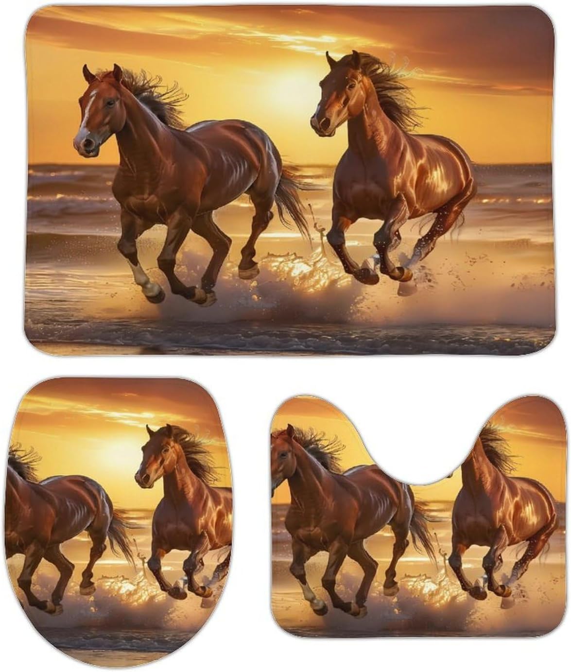 Horse Running Beach Boys Girls Short Sleeve Shirts Graphic T-Shirts Crewneck Casual Printed Tee