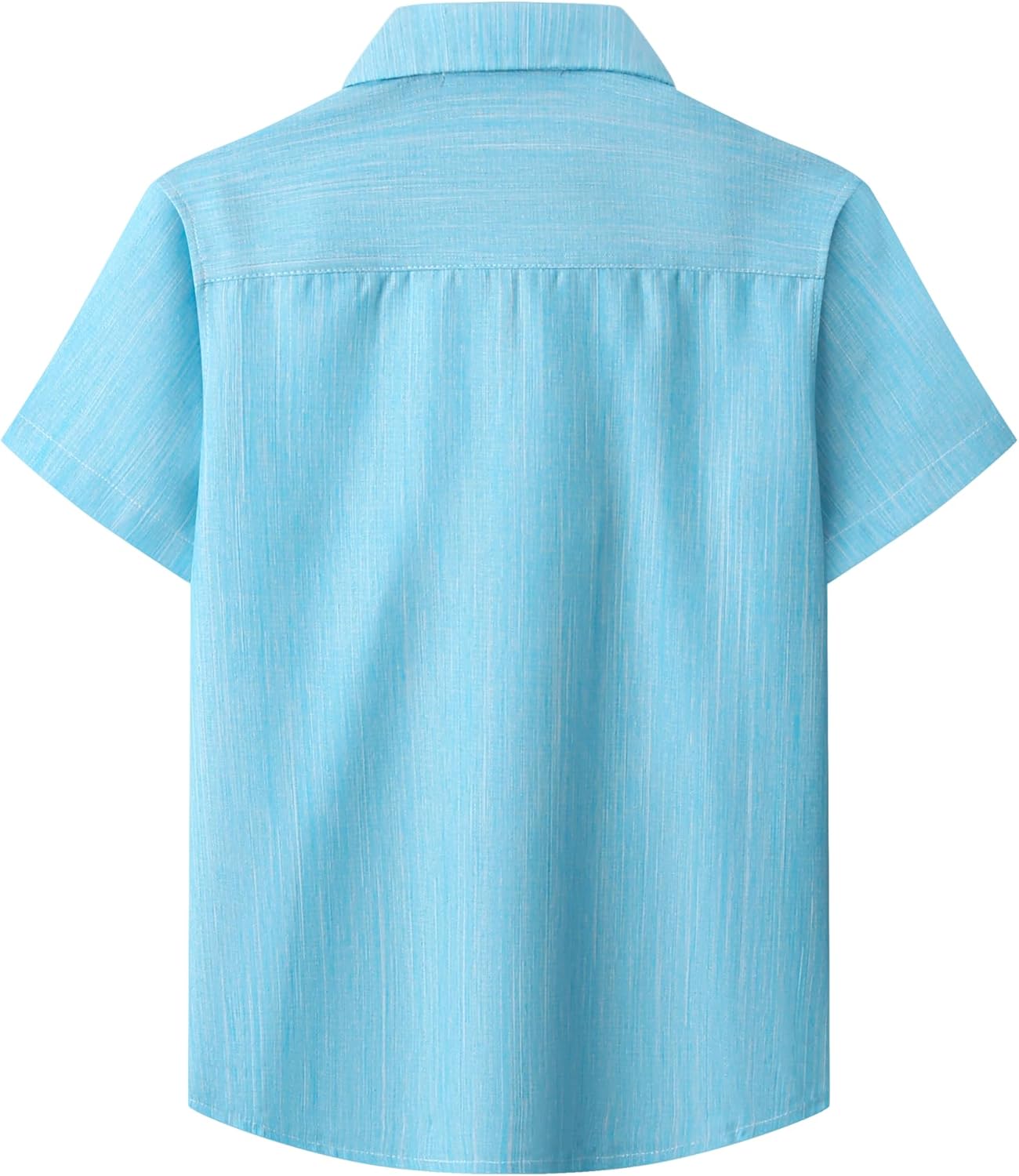 Boys Button Down Cuban Collar Shirt Chambray Short Sleeve Casual Hawaiian Shirt Vintage Fashion Clothes with Pocket - Image 3