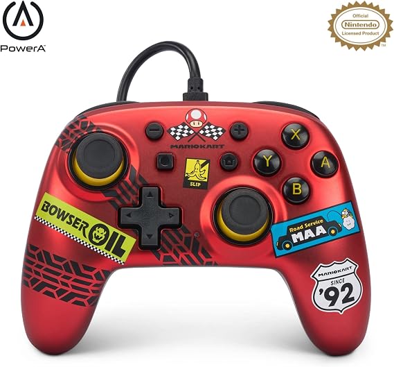 وحدة تحكم سلكية PowerA Nano لجهاز PowerA Nintendo Switch - Mario Kart: Racer Red، أحمر