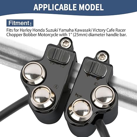 Motorcycle Handlebar Switch 1 25mm Turn Signal Switch Headlight Starter Horn Power Controls Custom Switches for Harley Honda Suzuki Yamaha Kawasaki Victory Cafe Racer Chopper Bobber Universal