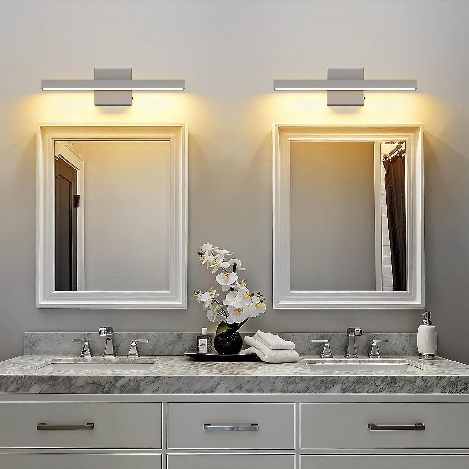 Joosenhouse Brushed Nickel Vanity Light for Bathroom 5CCT Dimmable Modern Bathroom Lighting Fixture Over Mirror 16.53 inch Bath Vanity Lights Bar