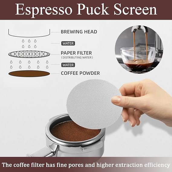 2Pcs Puck Screen 53mm,Stainless Steel Reusable Coffee Filter,1.2mm Thickness 300μm Stainless Steel Coffee Accessories for Home Barista