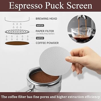 2Pcs Puck Screen 53mm,Stainless Steel Reusable Coffee Filter,1.2mm Thickness 300μm Stainless Steel Coffee Accessories for Home Barista