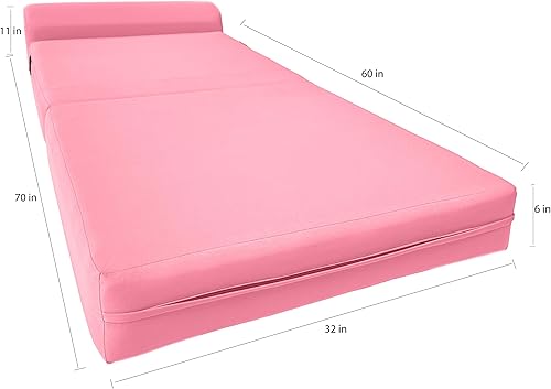 Miniatura 2 de D&D Futon Furniture Cama plegable de espuma para silla de dormir, sofá cama portátil para invitados, 6 x 32 x 70 pulgadas, color rosa