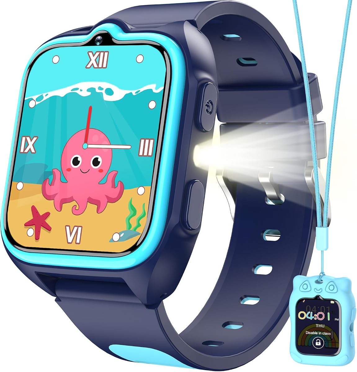 Blackview Kids Smart Watch with 32 Puzzle Games, HD Camera & Video Recording, 1.75" Touch Screen, Flashlight,Music Player, Pedometer, Alarm Clock,Stopwatch,Kids Watch for Boys Ages 4-12