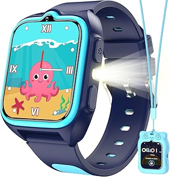Blackview Kids Smart Watch with 32 Puzzle Games, HD Camera & Video Recording, 1.75" Touch Screen, Flashlight,Music Player, Pedometer, Alarm Clock,Stopwatch,Kids Watch for Boys Ages 4-12