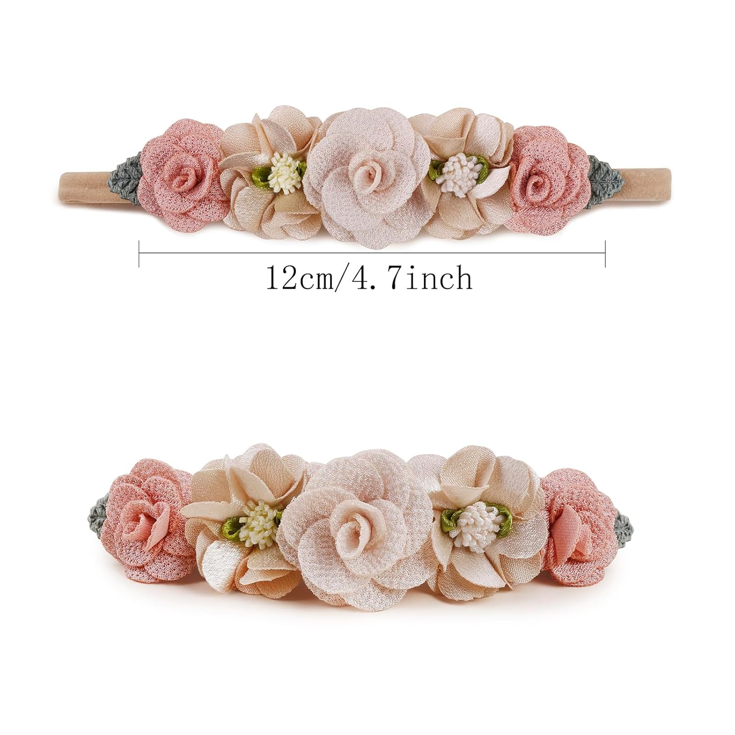 OOSAKU Baby Girl Flower Headbands Set Elastic Floral Headbands 6pcs Soft Nylon Hair Band for Newborn Toddler Hair Accessories (H-F0) - Image 3