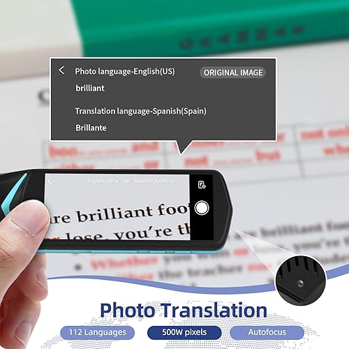 Miniatura 5 de NEWYES Lápiz lector de escaneo 4 Collins Dictionary incorporado, dispositivo de texto a voz, lápiz de traducción de 16 GB, bolígrafo de traducción