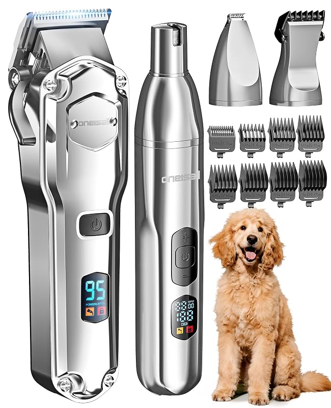 Máquina de Tosa para Cães oneisall PC15 4 em 1 com Lâmina de Aço Inoxidável e 9 Pentes, 21 mm