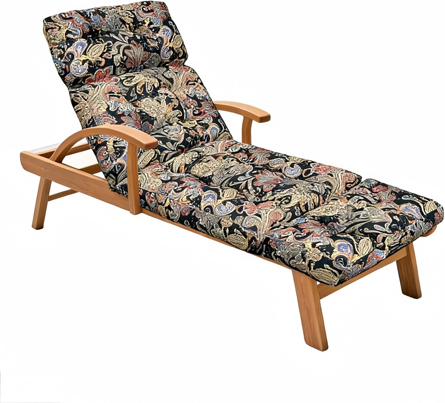 Outdoor Chaise Lounge Cushion,75.1 X 23.6 X 4.7in Thick Extra Wide Patio Pad, Waterproof Non-Slip Sun Lounger Mat WithTies for Patio & Beach