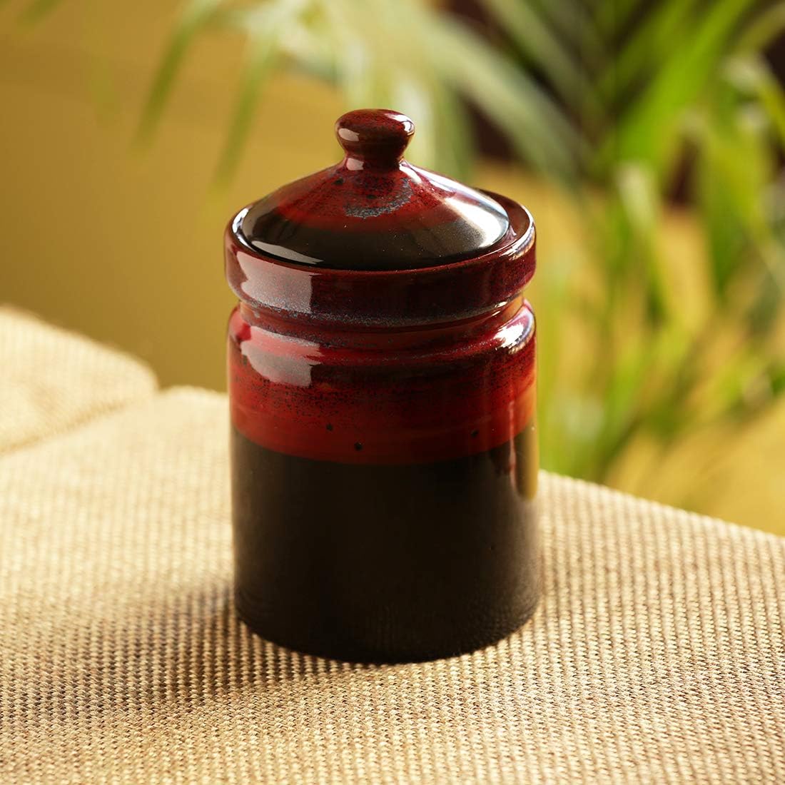 ExclusiveLane 'Magma Echoing' Hand Glazed Studio Pottery Multipurpose Storage Ceramic Jars & Containers Ceramic Jars For Kitchen Storage Snacks Jar (Non-Airtight, 710 ML, 7.4 Inch)