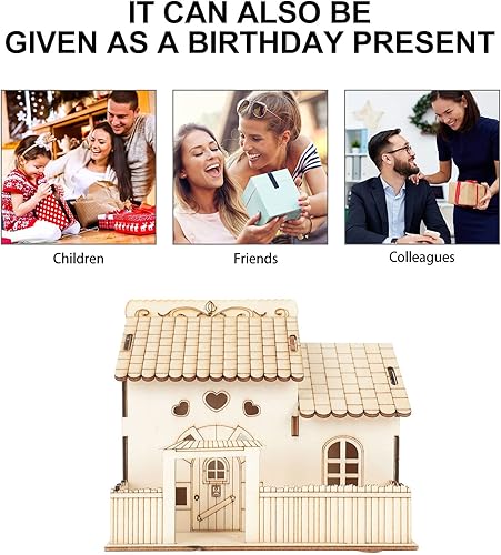 Miniatura 7 de ibasenice Mini caja de almacenamiento de madera con luz LED diseño retro de cerdo alcancía caja de monedas adorno de Navidad decoración de