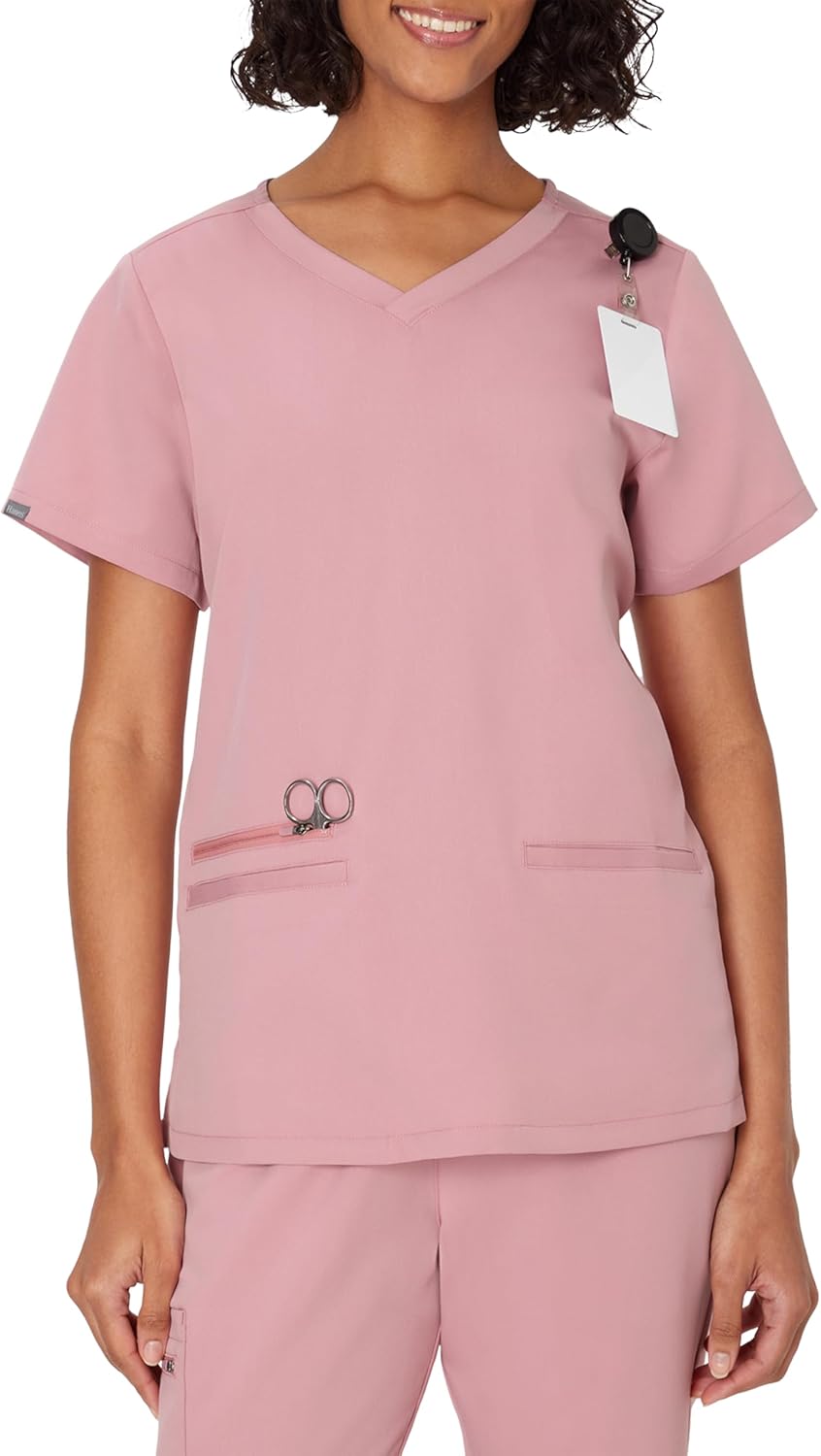 Hanes Women's Hanes Women's Premium Scrubs Top with Pockets, Comfort Fit Scrubs for Women, Nurse Essentials