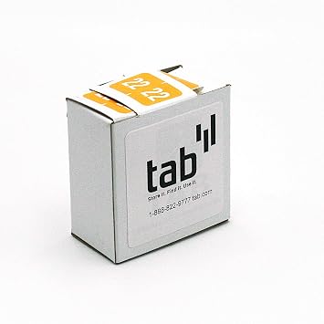 TAB 2 Digit Year Label, 2022, 1" High, Yellow - 500 Labels/Roll