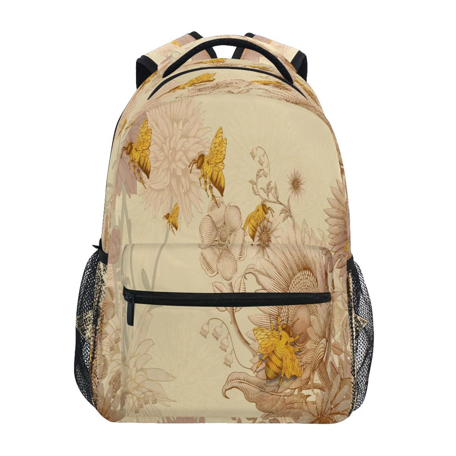 HOYYU Vintage Sunflower Bee Kids Backpack Girls Boys Bookbag Schoolbag Laptop Travel Daypack School Student Book Bag Casual Back Packs Purse for Teens Women Primary Junior high College School