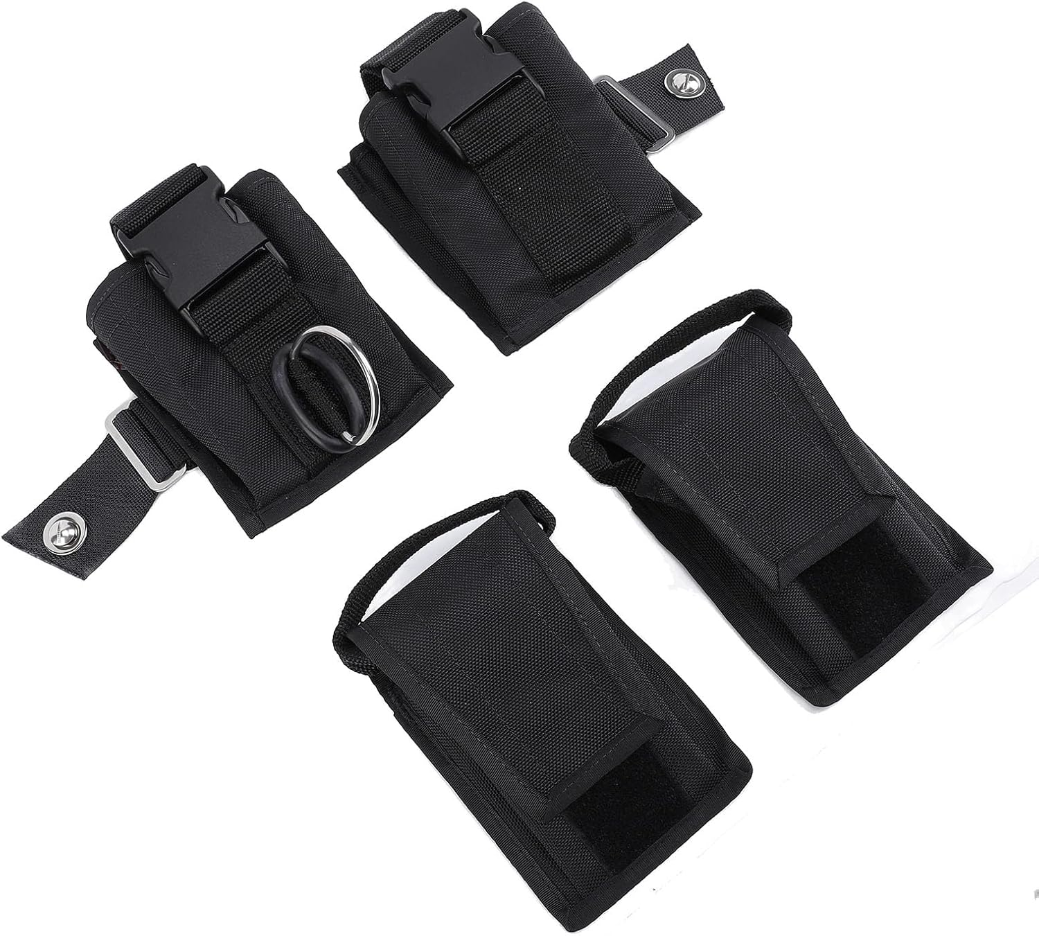 2PCS Scuba Weight Pocket with Quick Release Buckle, Nylon Diver Weight Belt Bag Pouch for BCD Diving, Removable Insert Plate and Stainless Steel D Ring for Dive Gear