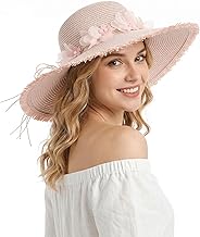 Wide Brim Soft Sun Hat Women UPF 50 Lace Flower Foldable Beach Hat UV Protection Travel Summer Outdoor