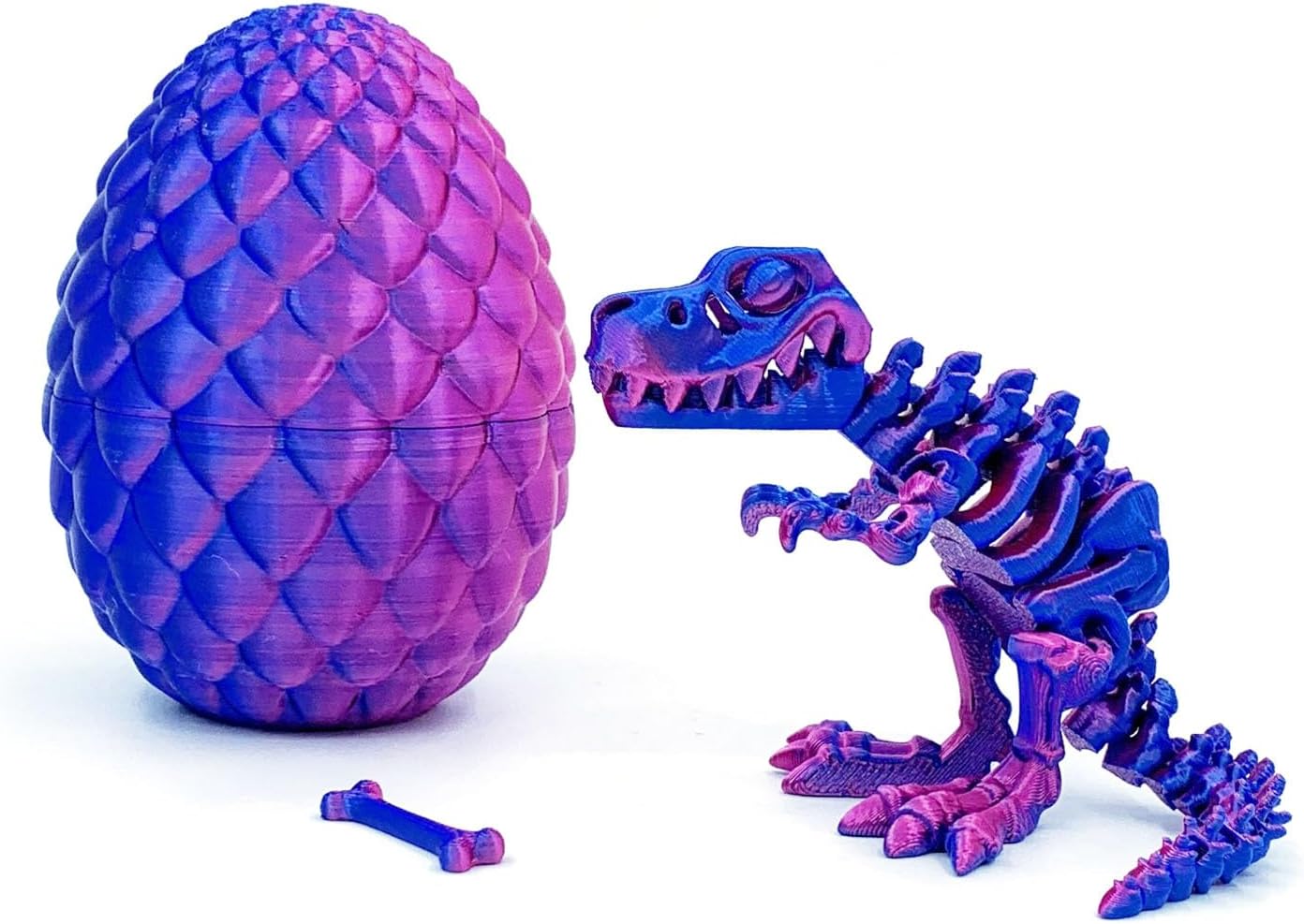 3D Printed Dragon Egg Toy Set - Articulated Skeleton Dinosaur, Crystal Dragon, Chinese Dragon in Mystery Egg | Fidget Toy for Anxiety Relief, Desk Decor, Gift for Kids & Adults (2, 2 PackA)