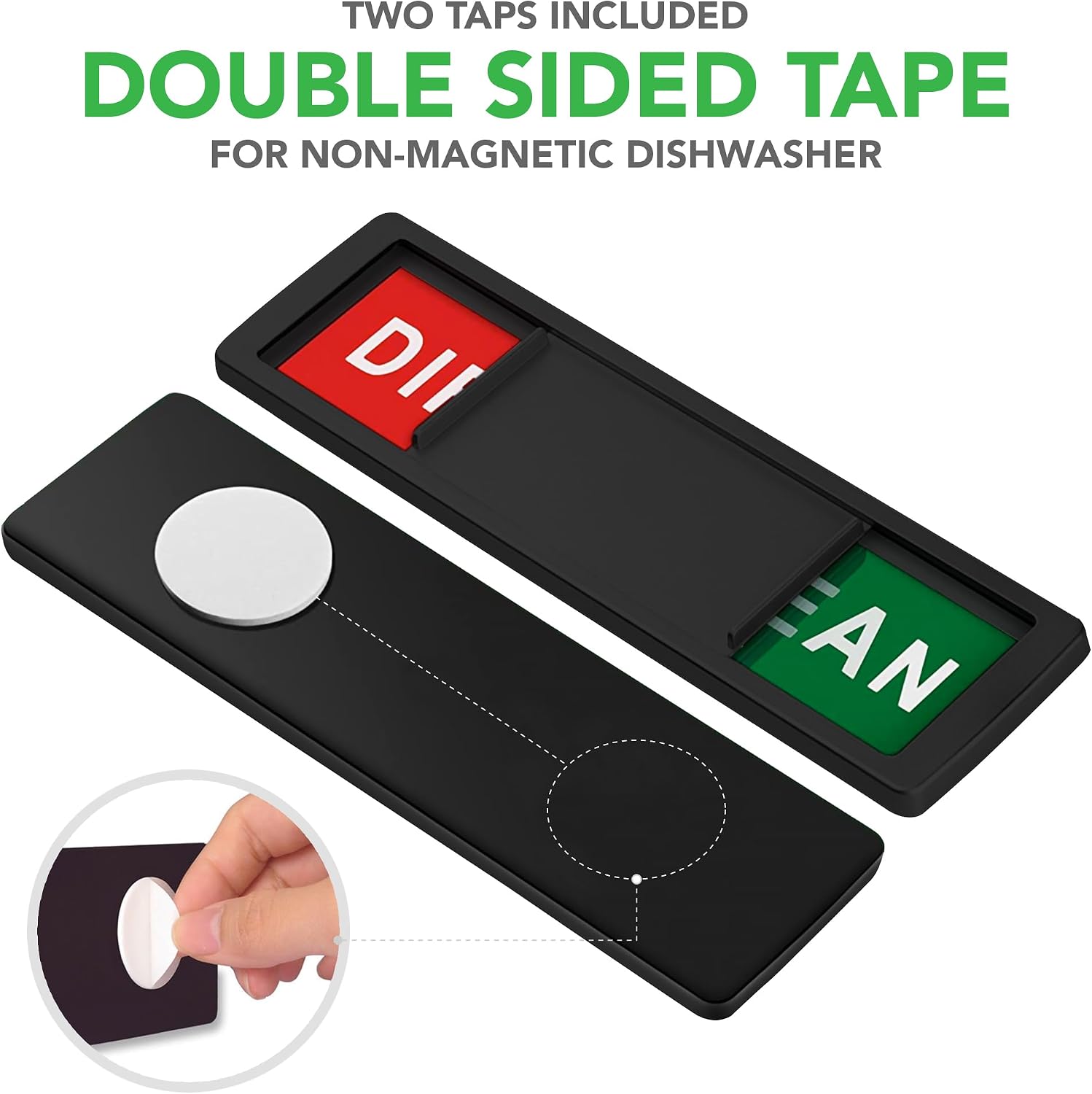 Premium Clean Dirty Dishwasher Magnet, Dirty Clean Sign for Dishwasher Easy to Read and Strong Slide for Changing Signs, Heavy Duty Magnet with Optional Stickers (Black Red Green)