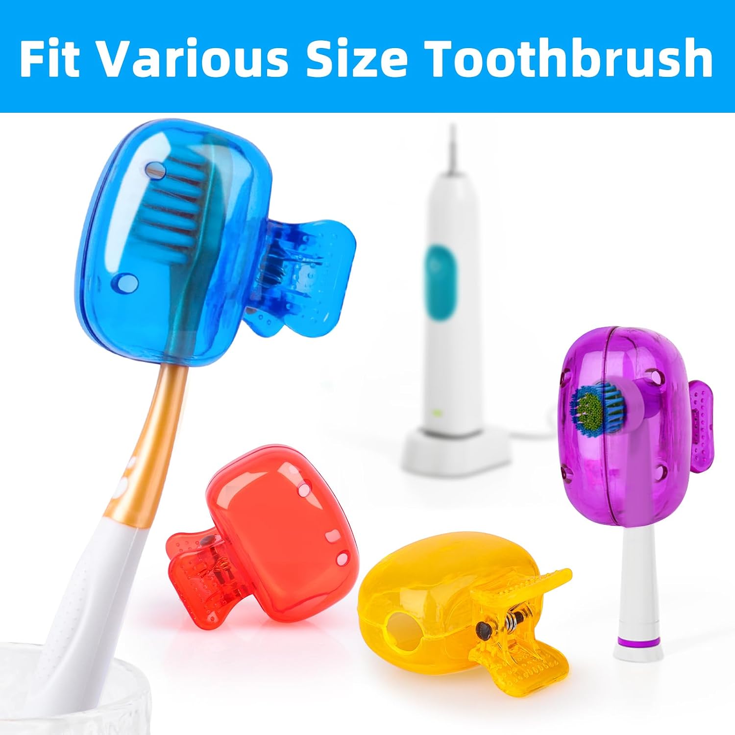 4 Pack Toothbrush Covers, Portable Plastic Toothbrush Head Case for Travel, Business, Camping, School, Home