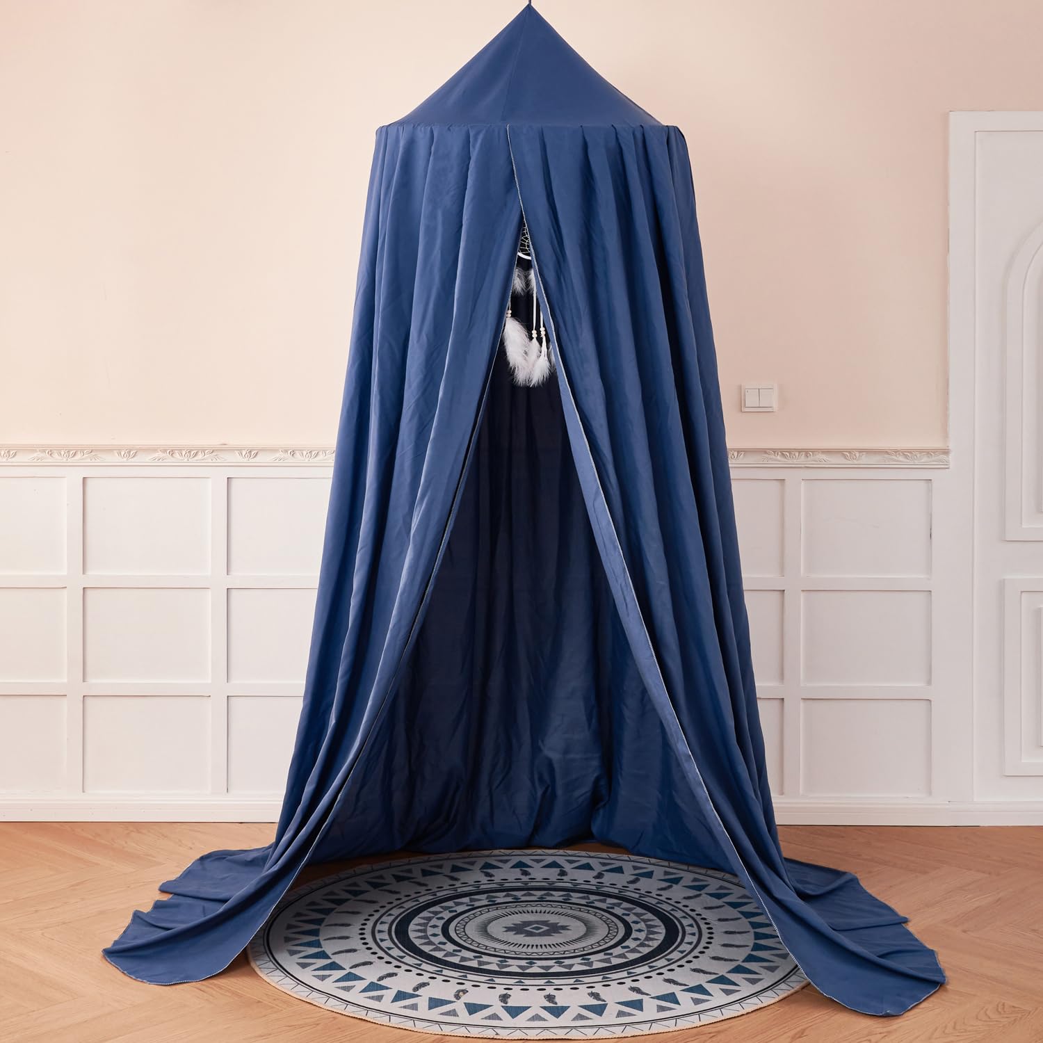 Prinzessinnen-Dekor-Baldachin für Kinderbett, weich und langlebig, Betthimmel für Mädchenzimmer, verträumtes Moskitonetz, Bettwäsche, Leseecke für den Innenbereich (blau)