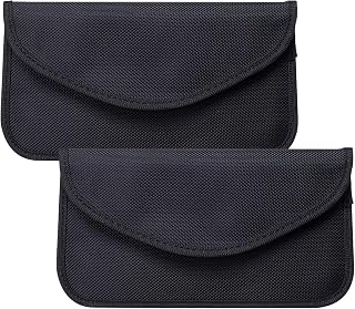 2 PCS Faraday Bags for Phones, Signal Blocker Shield Pouch Wallet, Anti-Tracking Anti-Theft Car Key Privacy Protection Case, Universal for Most Cars (Black)