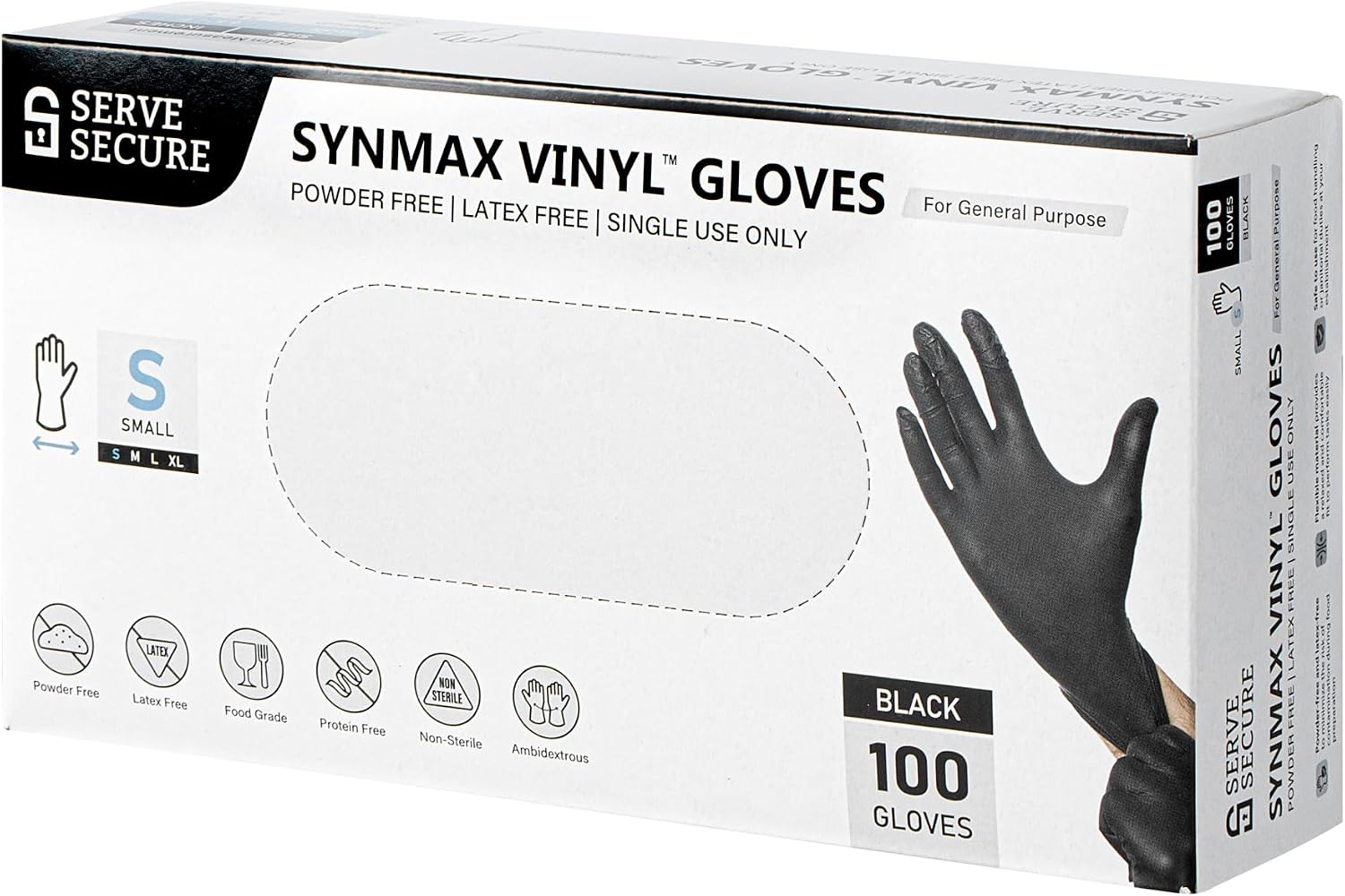 Restaurantware Black Vinyl Gloves 1000 Count 9.05 x 3.15 Inch Small Plastic Latex-Free Protective Gloves, Food Service Ambidextrous Powder-Free Small Non-Latex For Food Prep Black